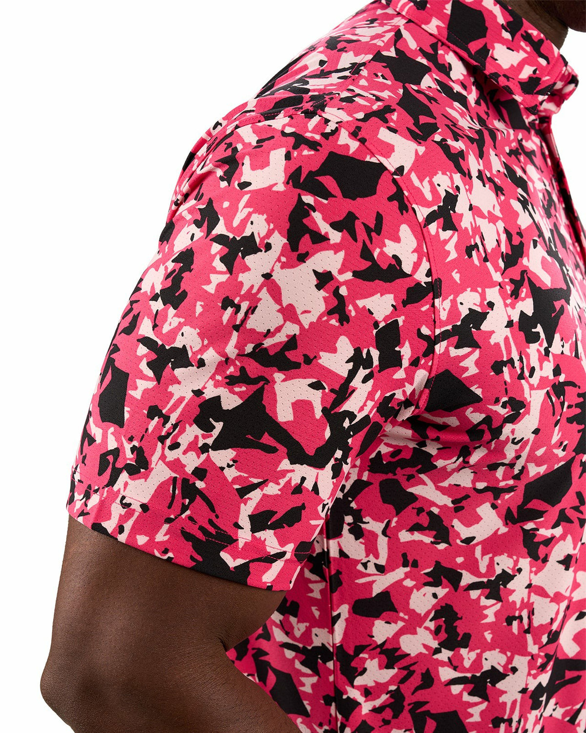 Black Clover Modern Pink and Black Camo Patterned Golf or Business Polo