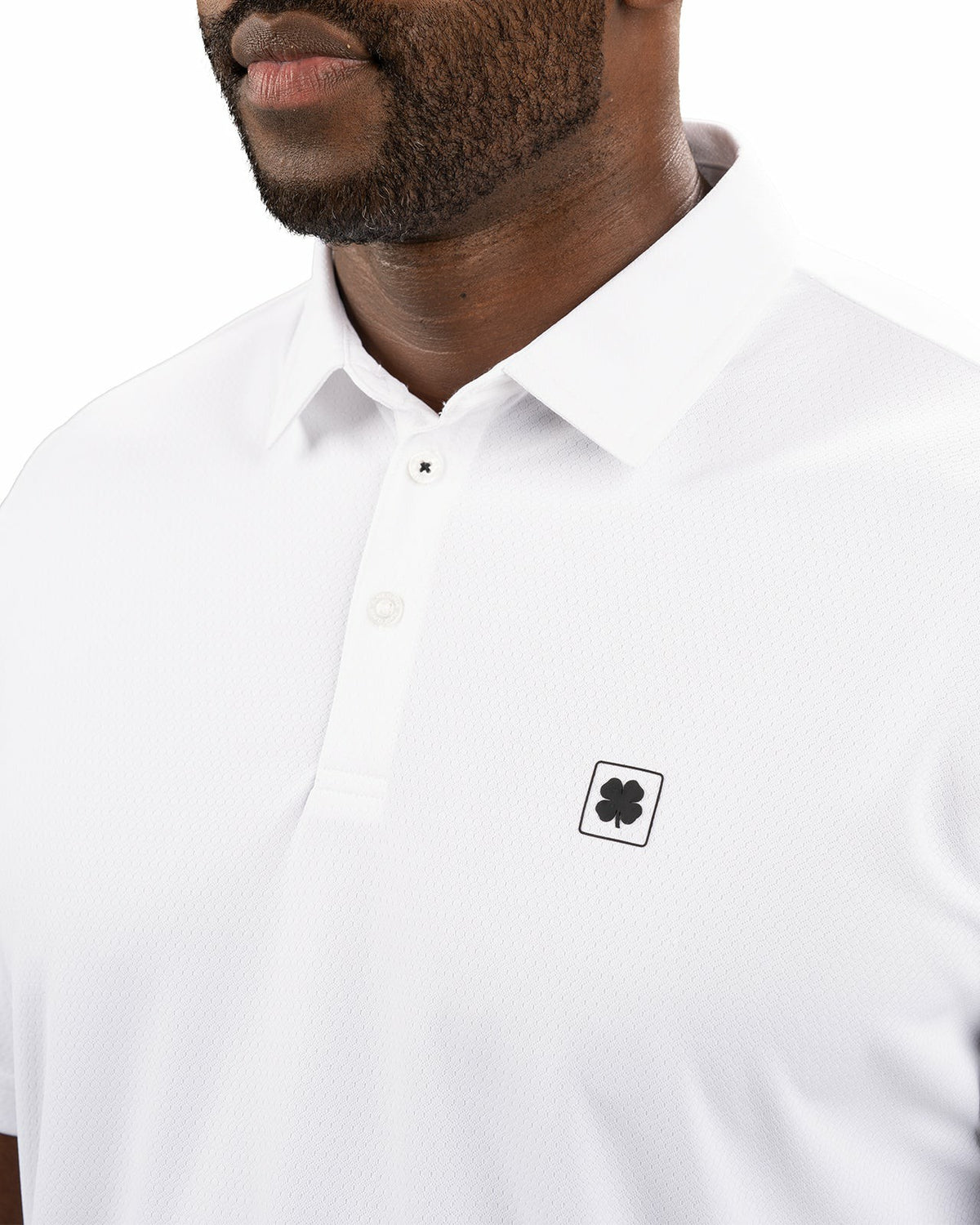 Black Clover Stylish Solid White Jacquard Golf or Business Polo
