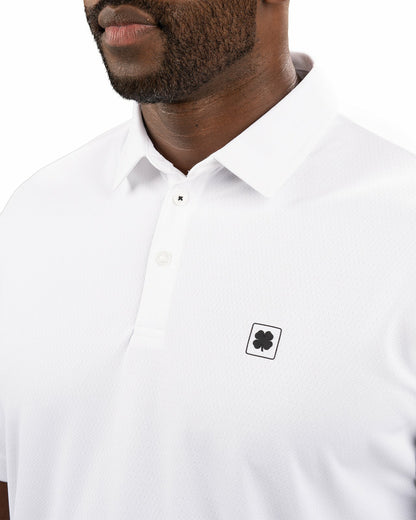 Black Clover Stylish Solid White Jacquard Golf or Business Polo