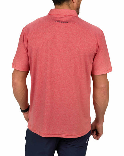 Black Clover Men's Red Pin Stripe Jacquard Golf or Business Polo