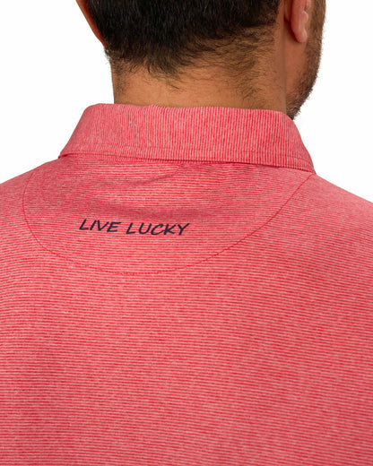 Black Clover Men's Red Pin Stripe Jacquard Golf or Business Polo