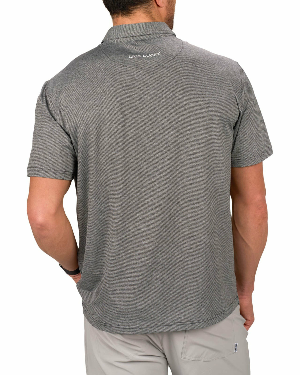 Black Clover Men's Black Pin Stripe Jacquard Golf or Business Polo