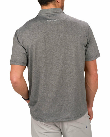 Black Clover Men's Black Pin Stripe Jacquard Golf or Business Polo