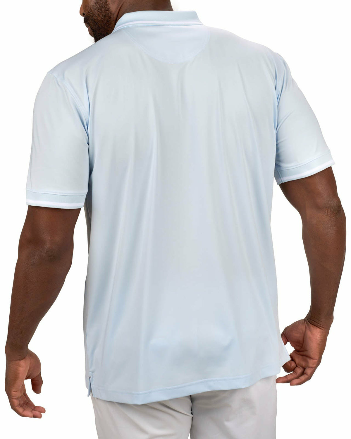 Black Clover Men's Soft Light Blue Polo with No Curl Knit Collar and Cuffs