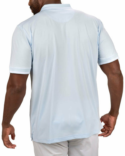 Black Clover Men's Soft Light Blue Polo with No Curl Knit Collar and Cuffs