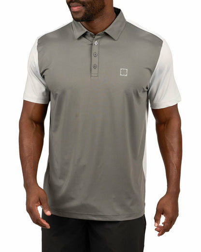 Black Clover Men's Charcoal and Light Grey Contrasting Golf or Business Polo