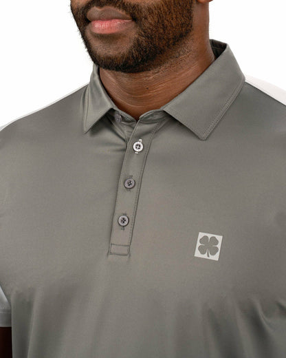 Black Clover Men's Charcoal and Light Grey Contrasting Golf or Business Polo