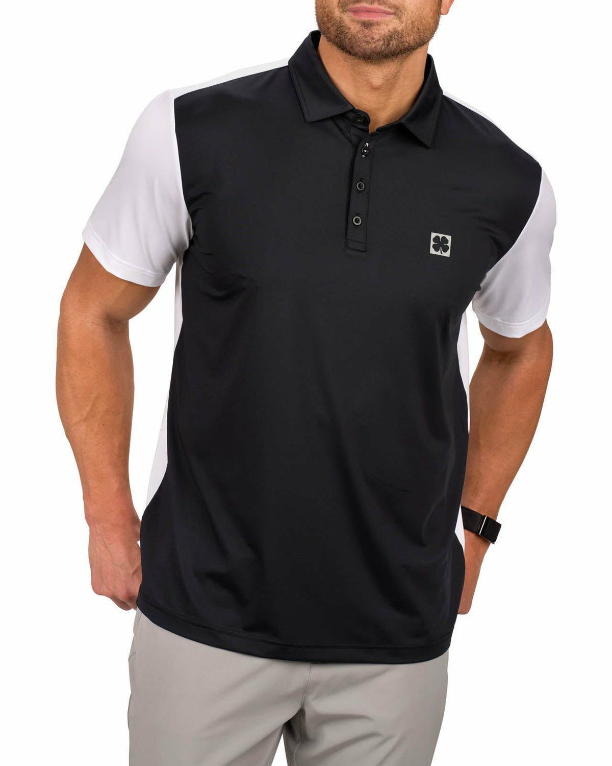 Black Clover Men's Black and White Contrasting Golf or Business Polo
