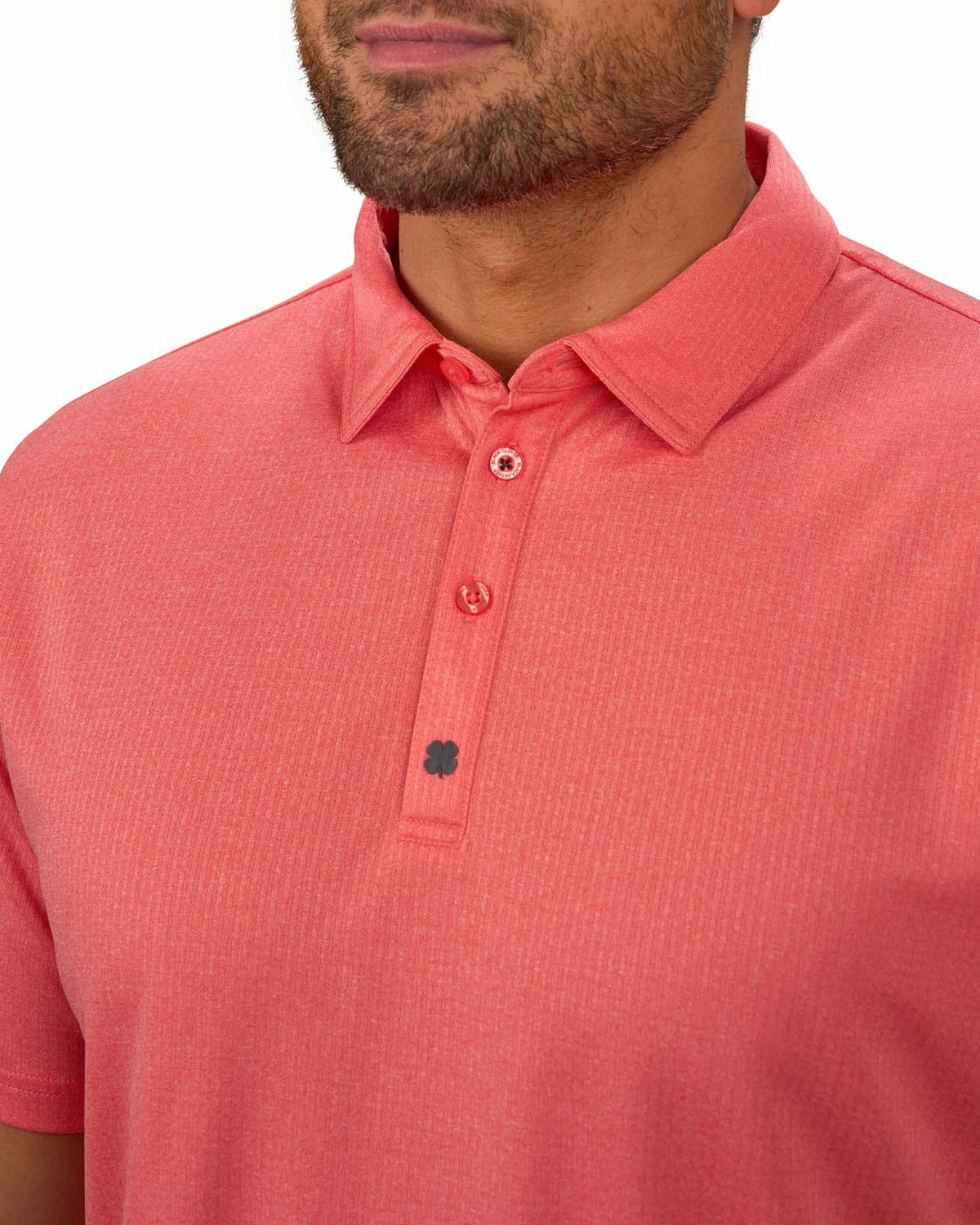 Black Clover Men's Soft Orange Coral Textured Golf or Business Polo