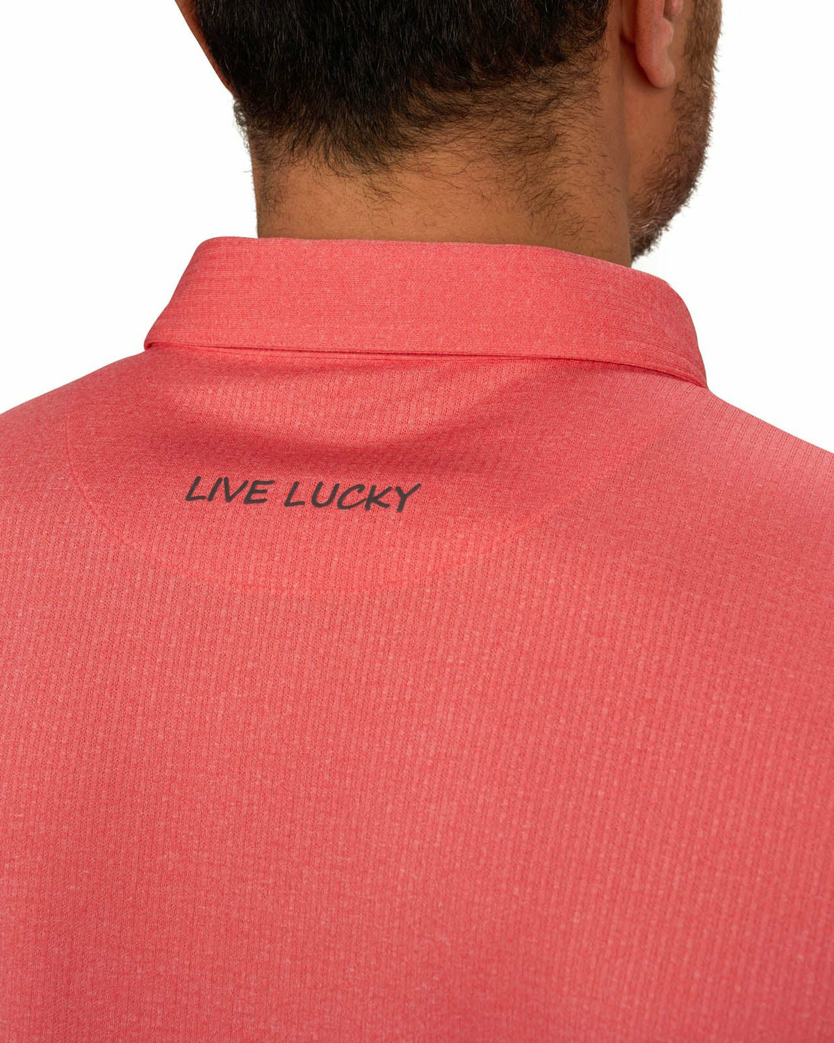 Black Clover Men's Soft Orange Coral Textured Golf or Business Polo