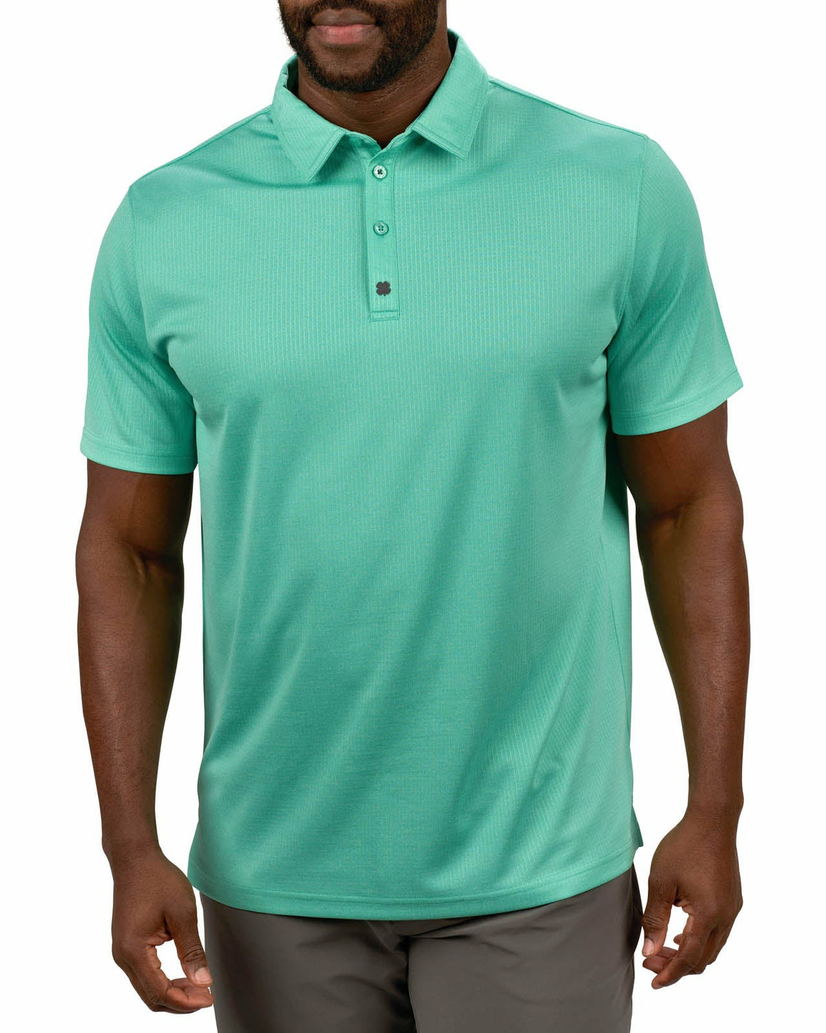 Black Clover Men's Soft Green Textured Golf or Business Polo