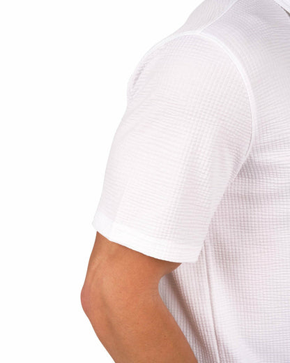 Black Clover Men's White Textured Interlock Golf or Business Polo