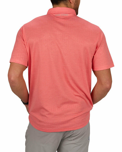 Black Clover Men's Orange Coral Textured Interlock Golf or Business Polo
