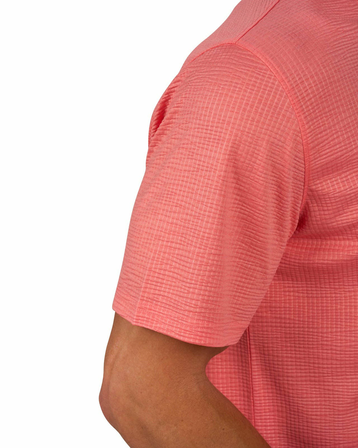 Black Clover Men's Orange Coral Textured Interlock Golf or Business Polo