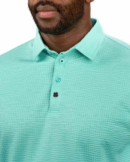 Black Clover Men's Green Textured Interlock Golf or Business Polo