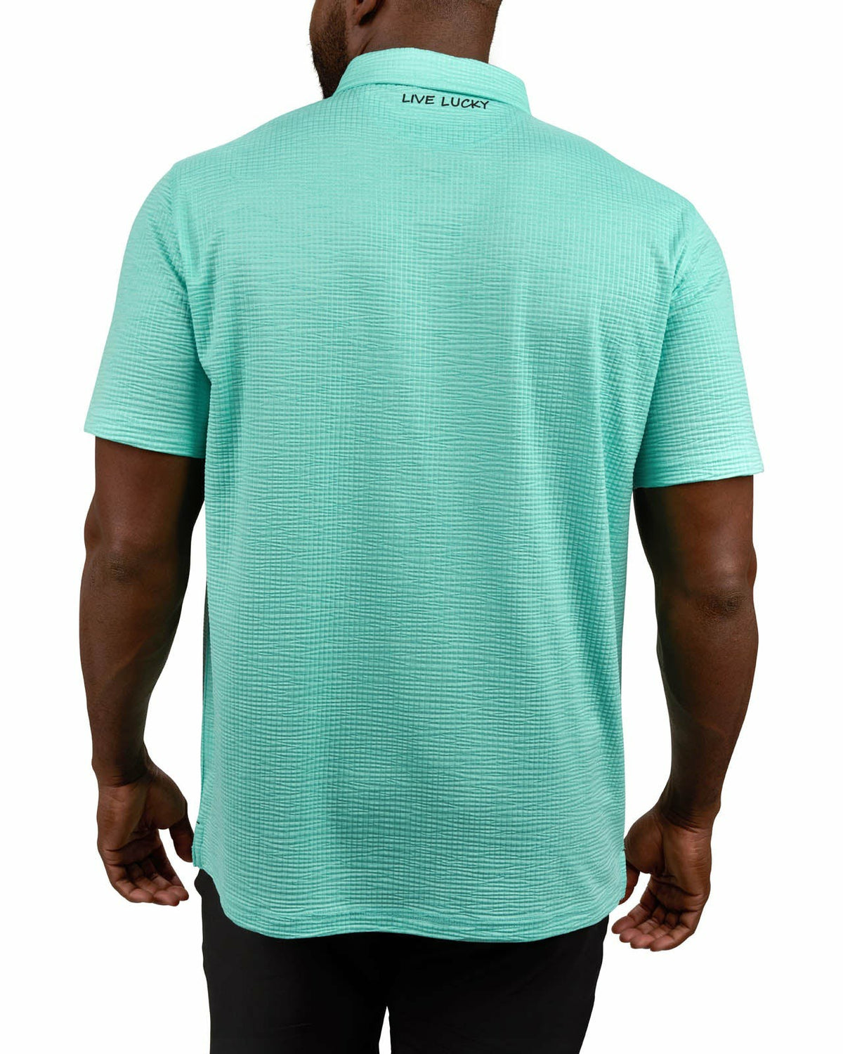 Black Clover Men's Green Textured Interlock Golf or Business Polo