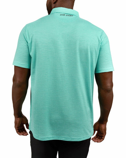 Black Clover Men's Green Textured Interlock Golf or Business Polo