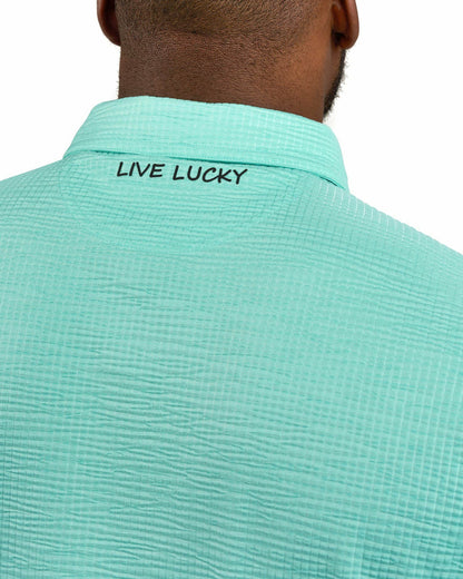 Black Clover Men's Green Textured Interlock Golf or Business Polo