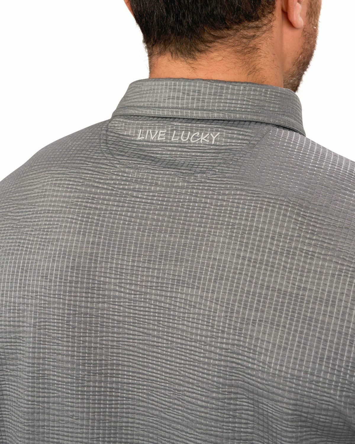 Black Clover Men's Charcoal Grey Textured Interlock Golf or Business Polo