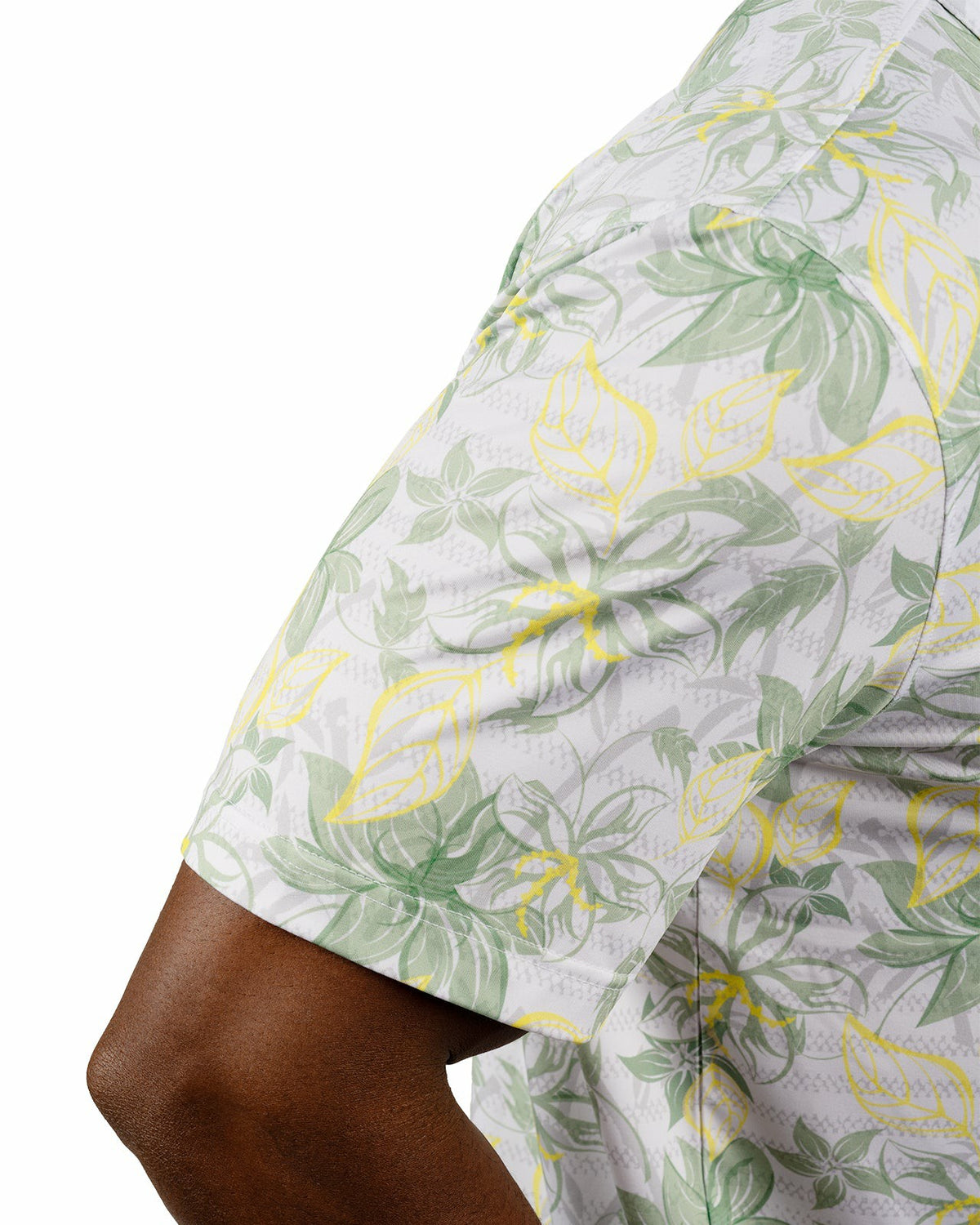 Black Clover Men's First Major Spring Green and White Tropical Golf Polo
