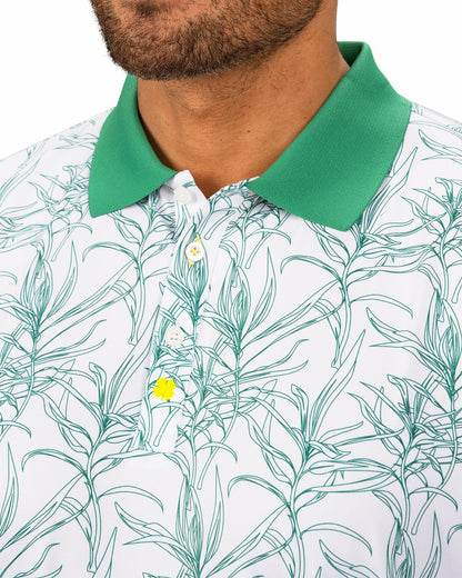 Black Clover Men's First Major Spring Green and White Golf Polo