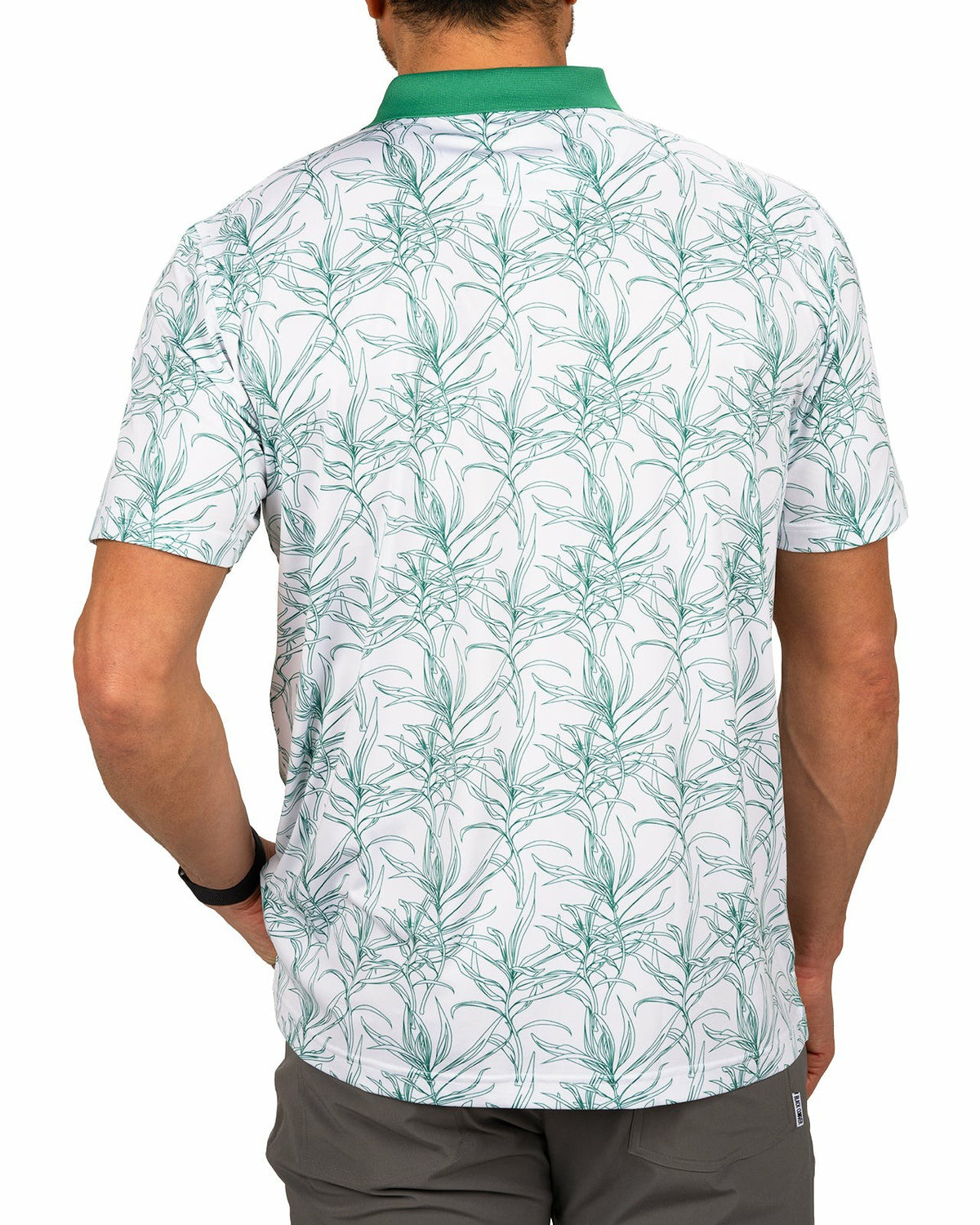 Black Clover Men's First Major Spring Green and White Golf Polo
