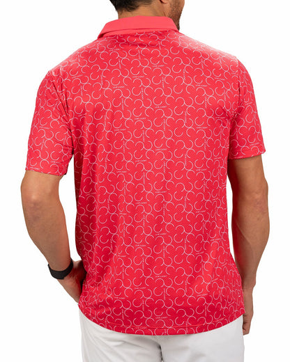 Black Clover Modern Raspberry Pink Polo with Subtle White Horseshoe Print for Business or Golf