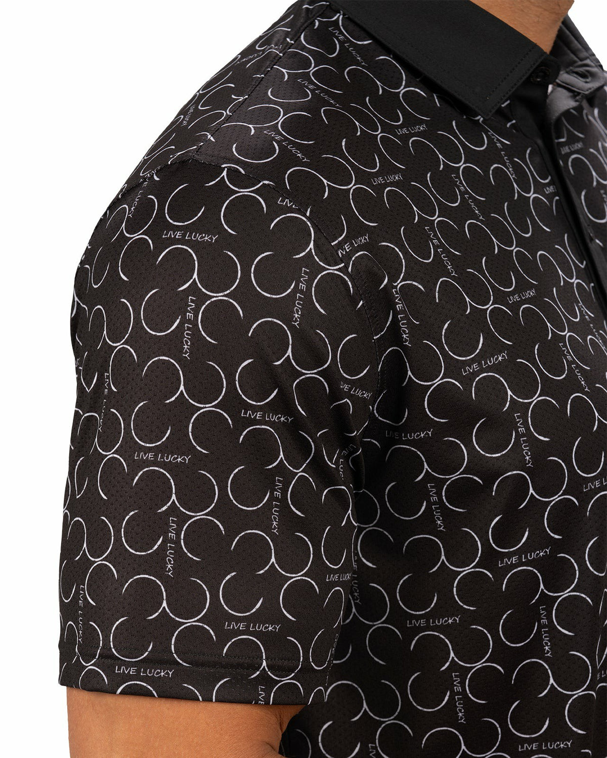 Black Clover Modern Black Polo with Subtle White Horseshoe Print for Business or Golf