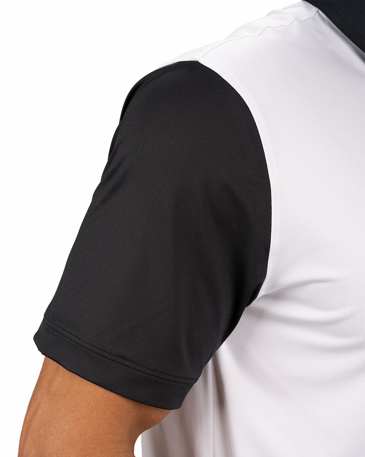 Black Clover Men's White Golf or Business Polo with Black Collar and Arms