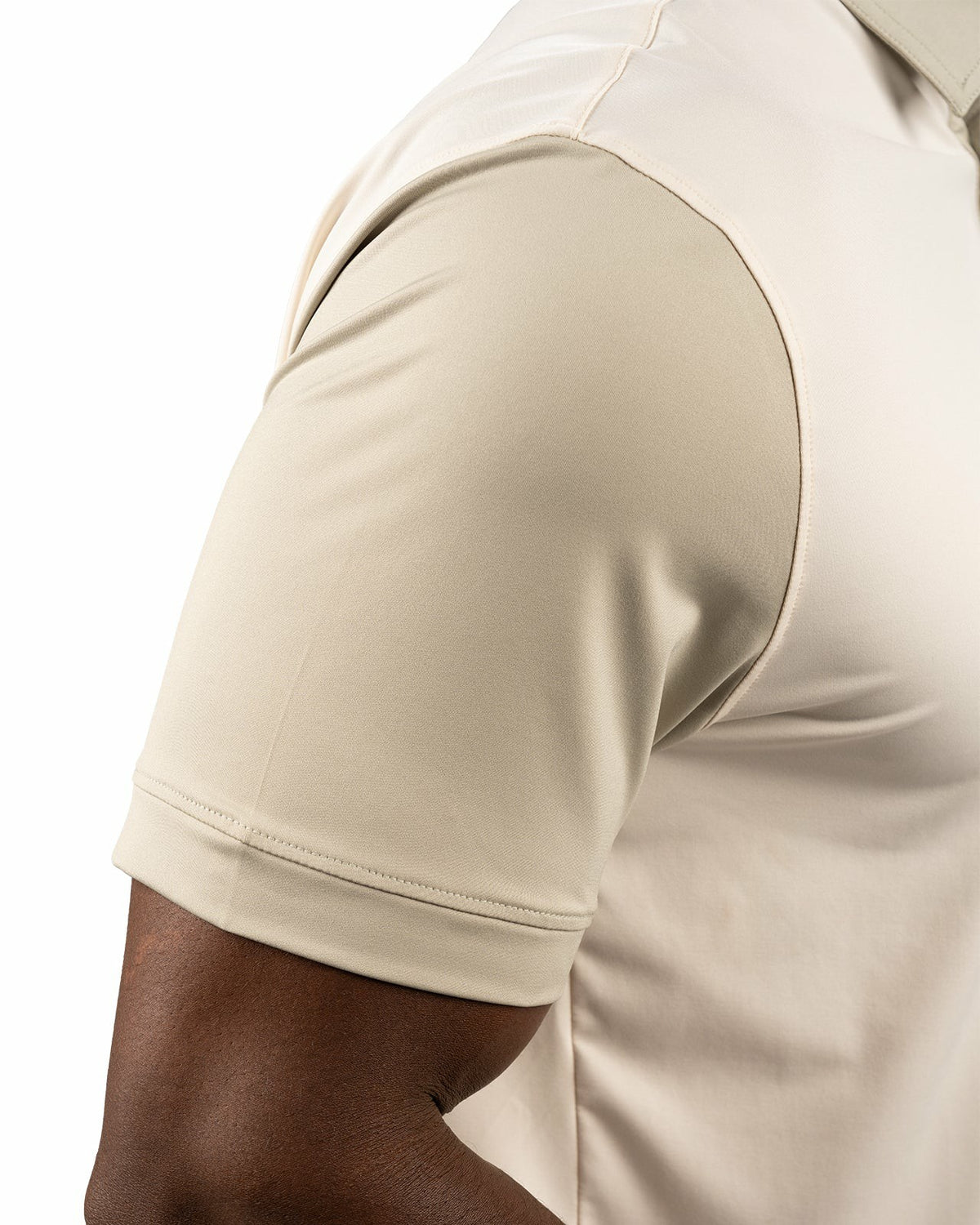 Black Clover Men's Cream Golf or Business Polo with Tan Collar and Arms