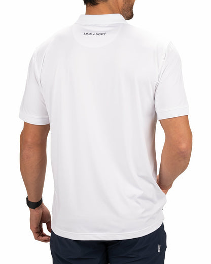 Black Clover Solid White Golf or Business Polo with Black Clover Embellishment
