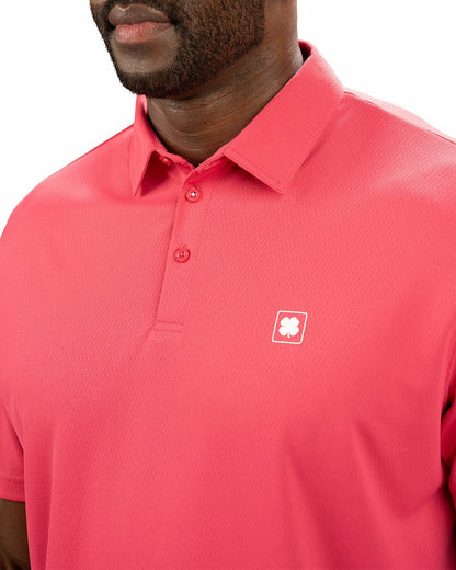 Black Clover Stylish Solid Pink Raspb Jacquard Golf or Business Polo