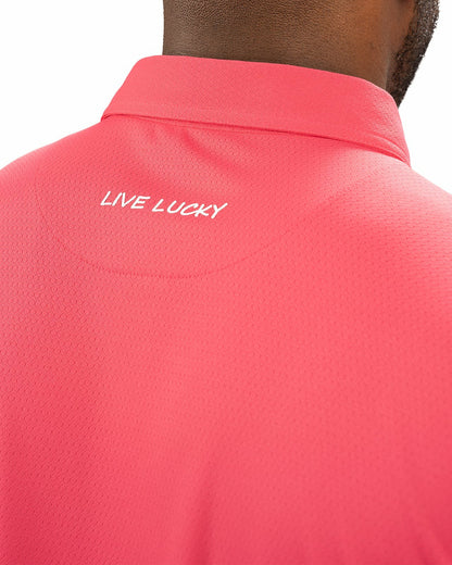 Black Clover Stylish Solid Pink Raspb Jacquard Golf or Business Polo