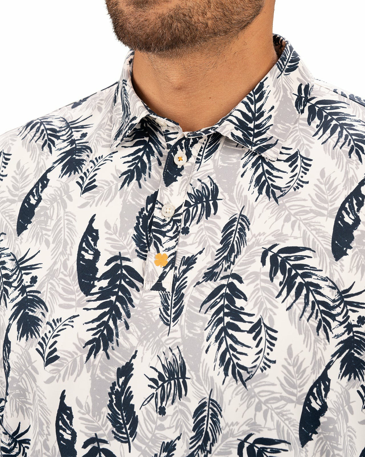 Black Clover Navy and Cream Tropical Print Polo for Golf or Business