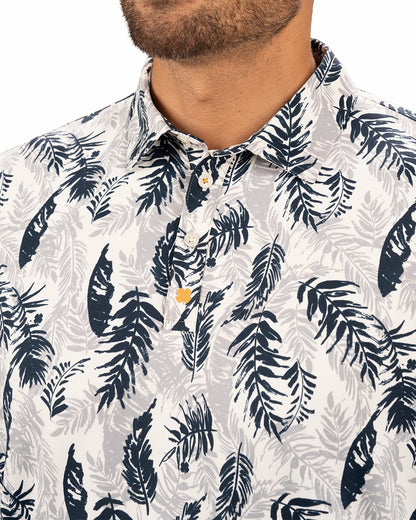 Black Clover Navy and Cream Tropical Print Polo for Golf or Business
