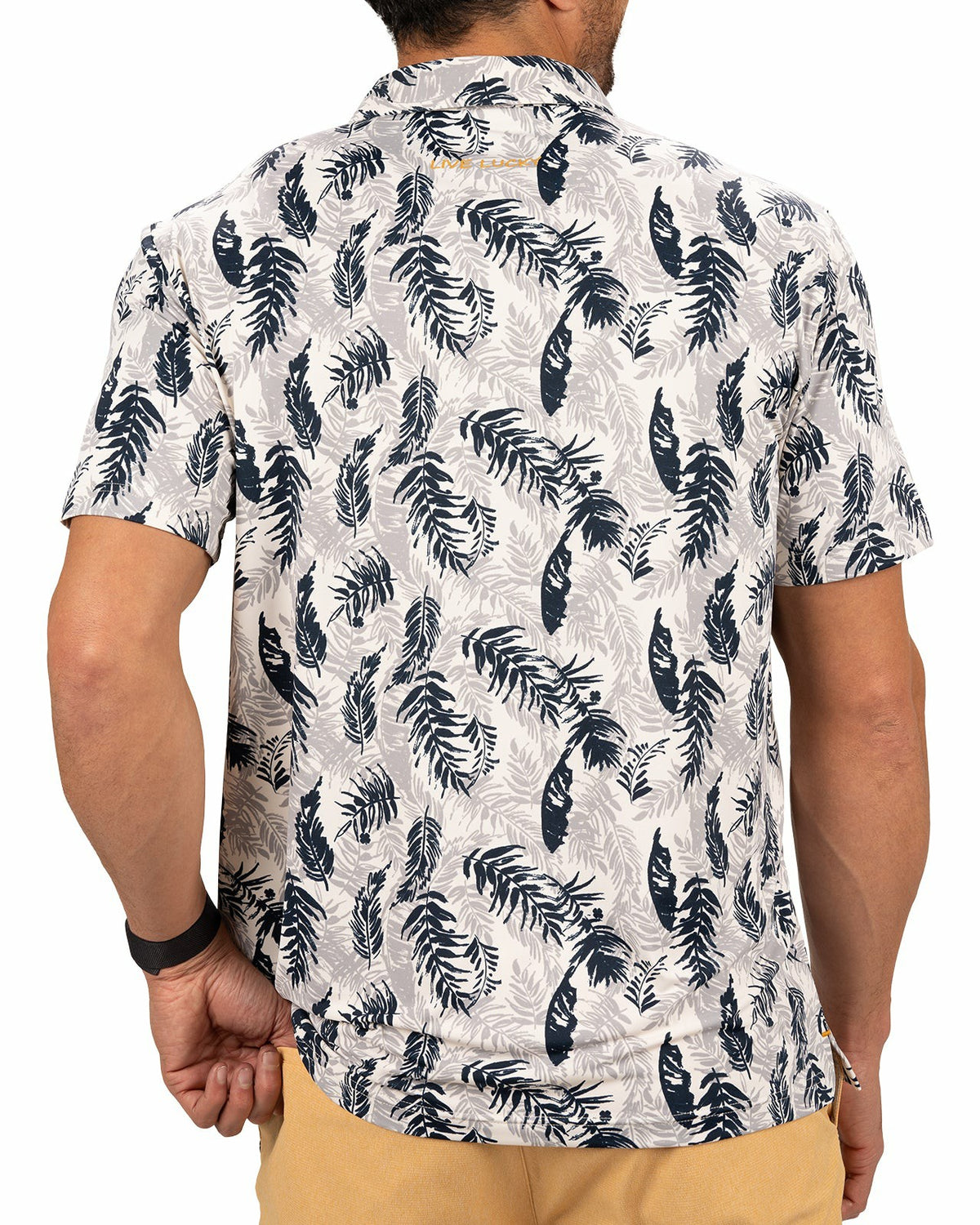 Black Clover Navy and Cream Tropical Print Polo for Golf or Business
