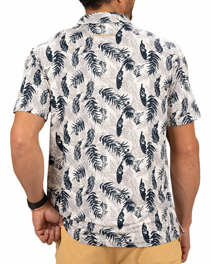 Black Clover Navy and Cream Tropical Print Polo for Golf or Business