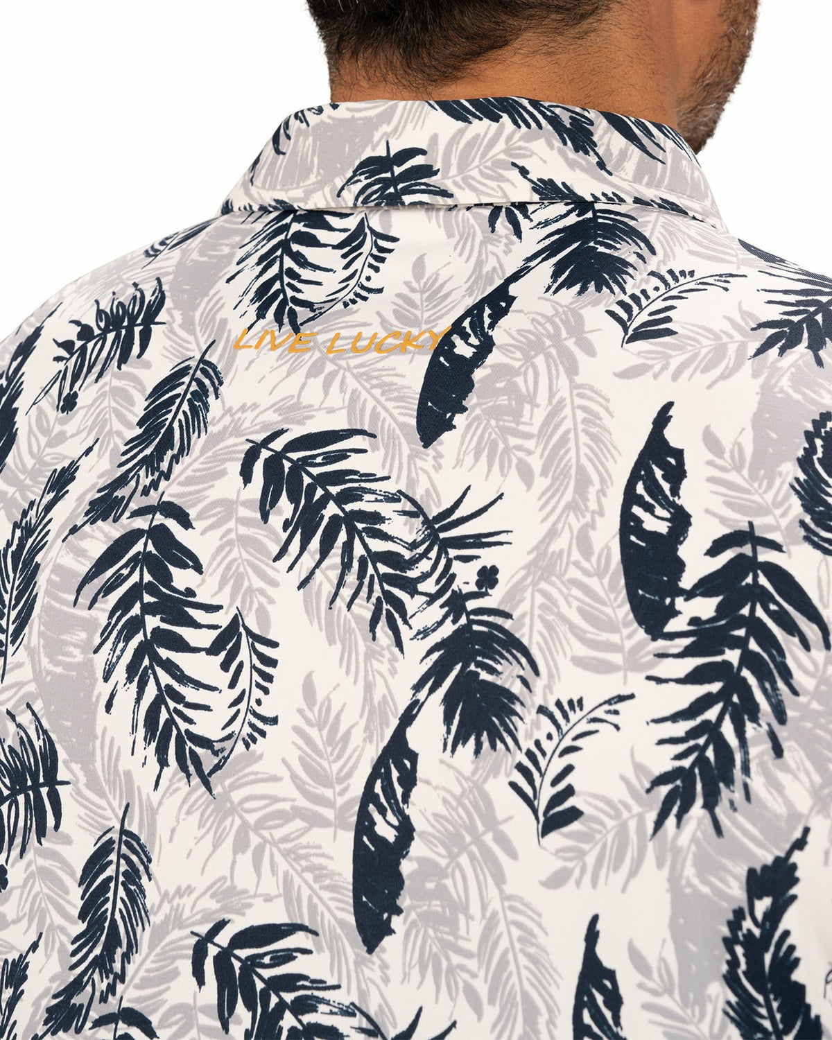 Black Clover Navy and Cream Tropical Print Polo for Golf or Business