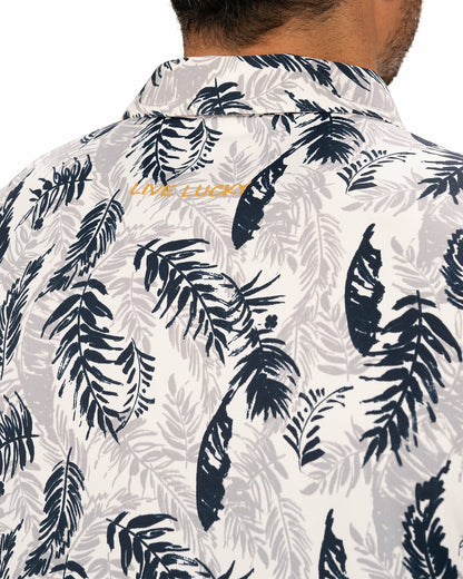 Black Clover Navy and Cream Tropical Print Polo for Golf or Business