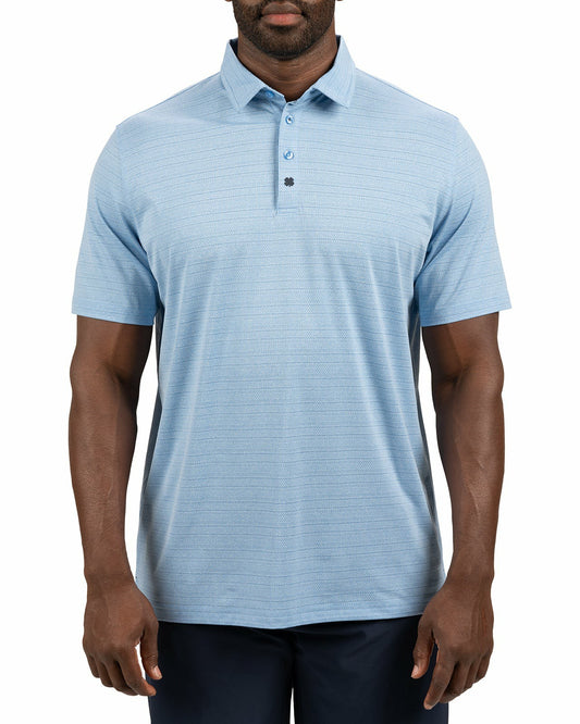 Black Clover Blue Jacquard Textured Polo for Golf or Business