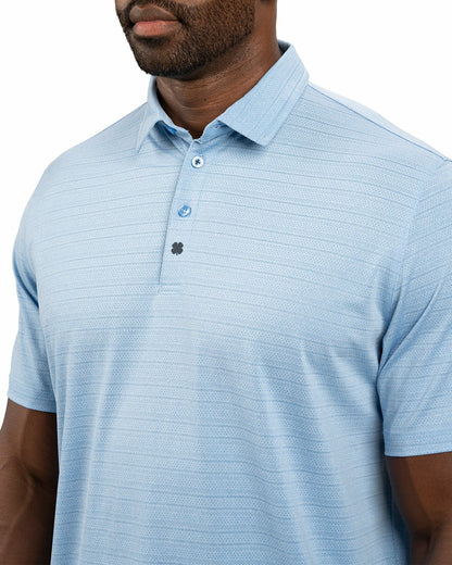 Black Clover Blue Jacquard Textured Polo for Golf or Business