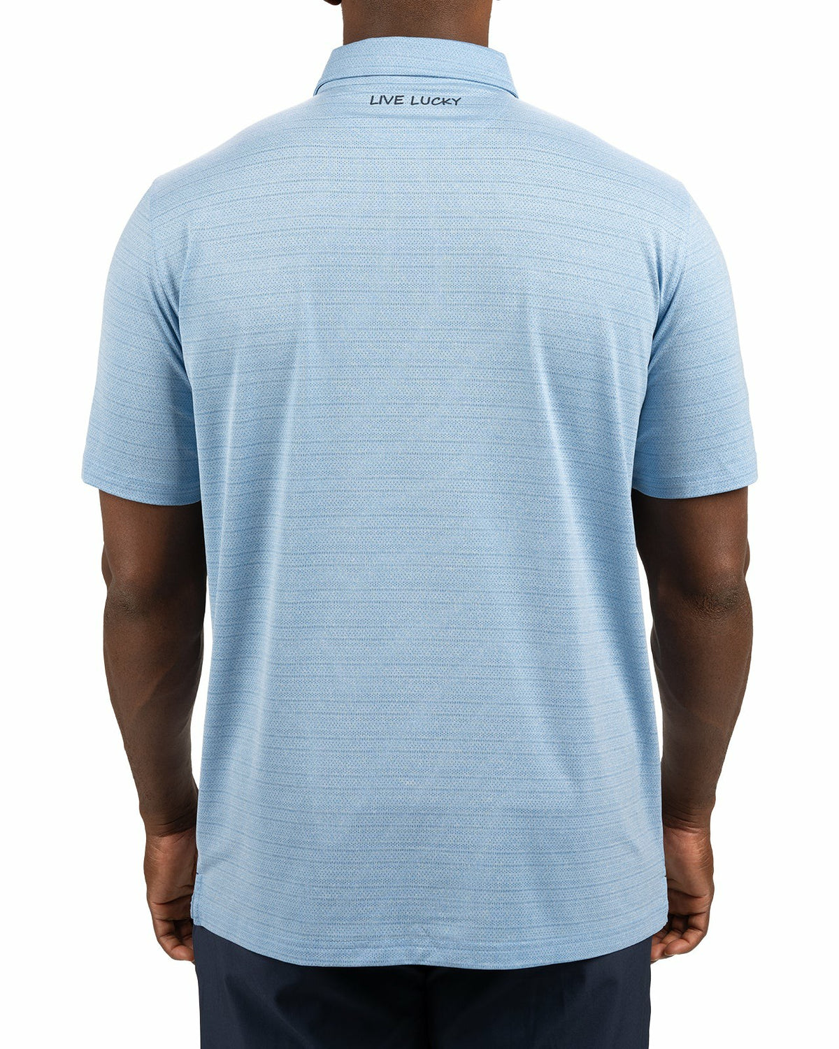Black Clover Blue Jacquard Textured Polo for Golf or Business