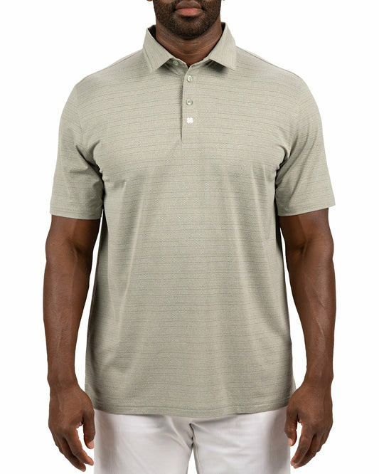 Black Clover Sage Green Jacquard Textured Polo for Golf or Business