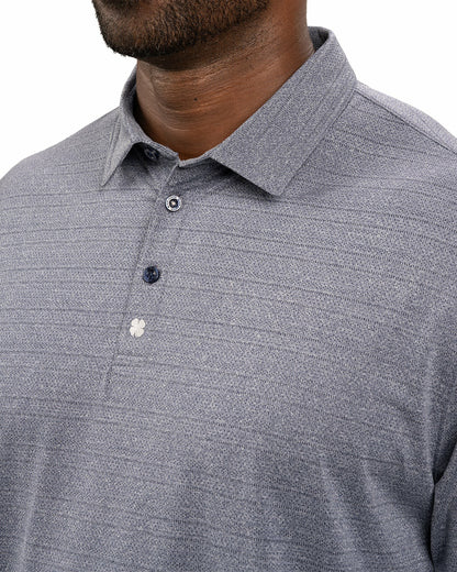 Black Clover Navy Blue Jacquard Textured Polo for Golf or Business