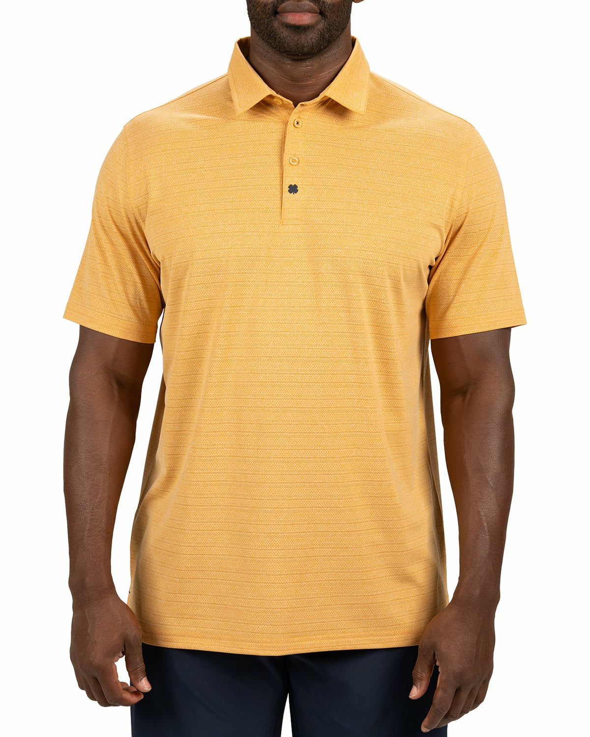 Black Clover Mustard Yellow Jacquard Textured Polo for Golf or Business