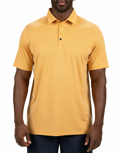Black Clover Mustard Yellow Jacquard Textured Polo for Golf or Business