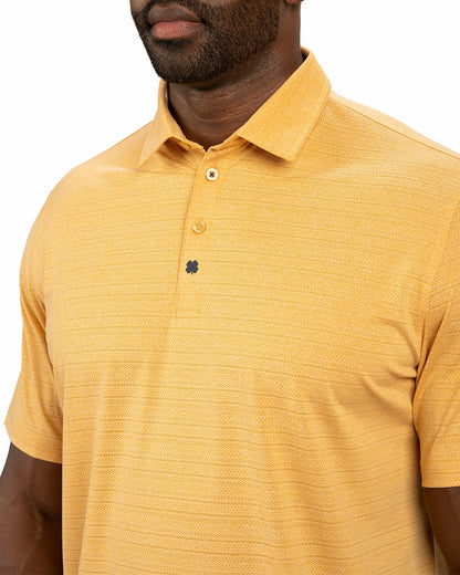 Black Clover Mustard Yellow Jacquard Textured Polo for Golf or Business