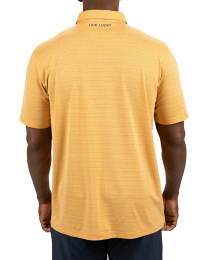 Black Clover Mustard Yellow Jacquard Textured Polo for Golf or Business