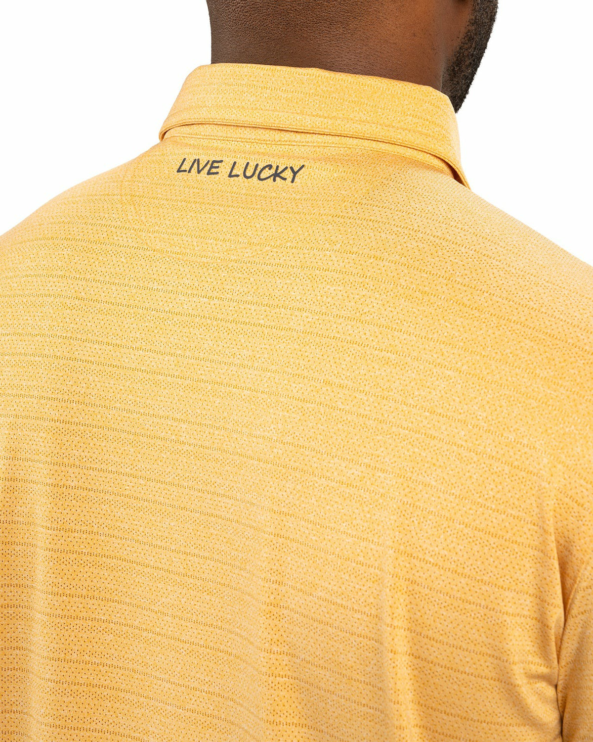 Black Clover Mustard Yellow Jacquard Textured Polo for Golf or Business