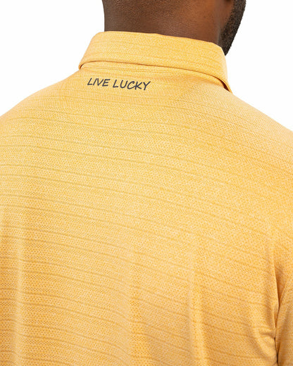 Black Clover Mustard Yellow Jacquard Textured Polo for Golf or Business